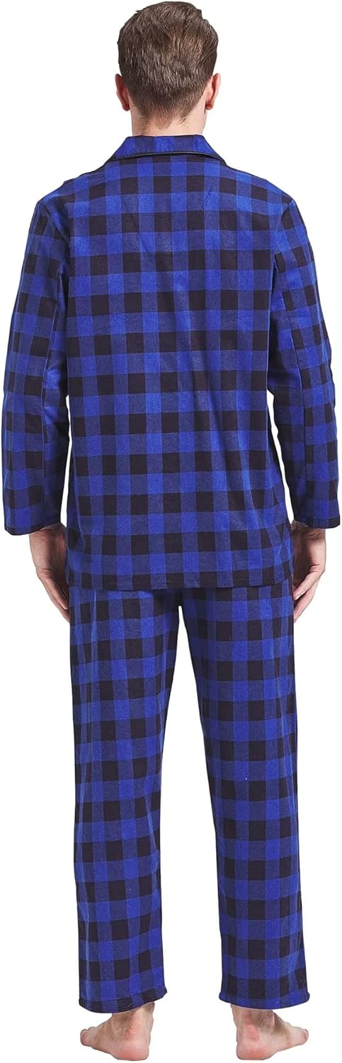 Amaxer 100% Baumwolle Herren Flanell Pyjamas Set Herren Pyjamas Home Fashion Pyjamas Langarm Hosen S