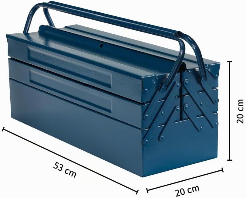 Dönges Metall Werkzeugkasten leer mit 5 Fächern | HxBxT 53 x 20 x 20cm, mit 21 L Volumen | Robust &amp;