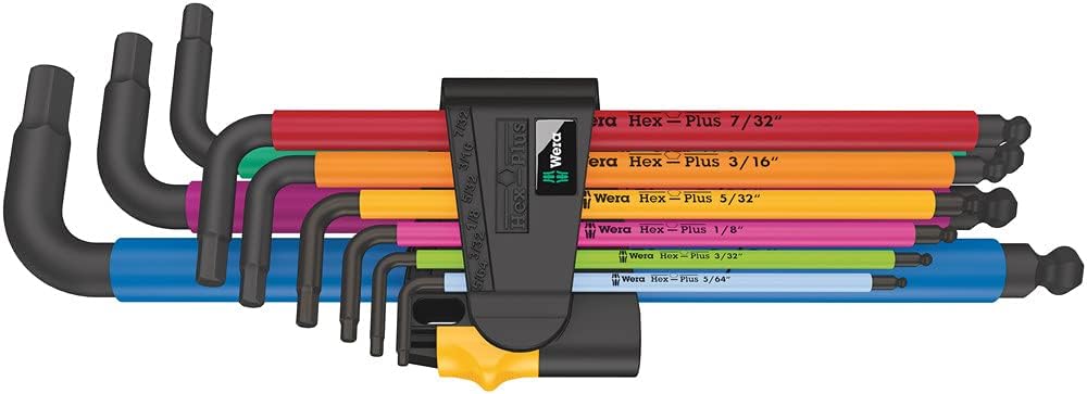 Wera 05022640001 950/9 Hex-Plus Multicolour Imperial 2, Winkelschlüsselsatz, zöllig, BlackLaser, 9-t