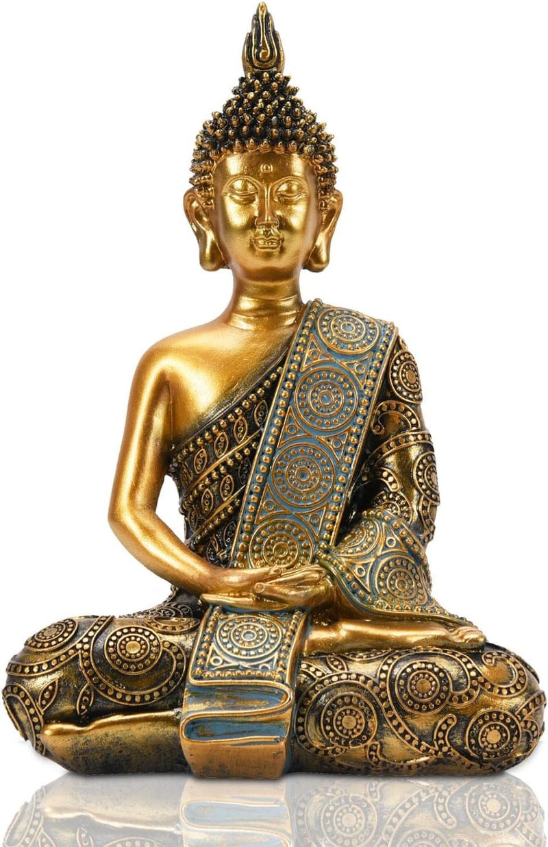 Yeomoo Meditation Thai Buddha Figur Deko Wohnzimmer Zen Buddha – 20CM Sitzend Buddha Figur Klein Gar