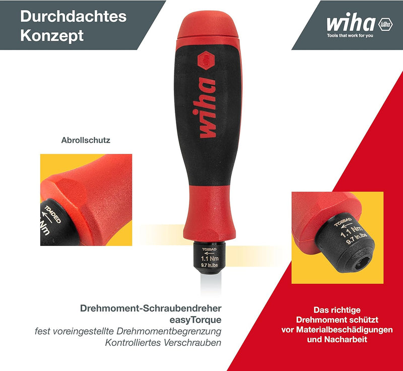 Wiha fest eingesteller Drehmoment Schraubendreher easyTorque (36231) I fix eingestellt I 1,1 Nm, 1,1