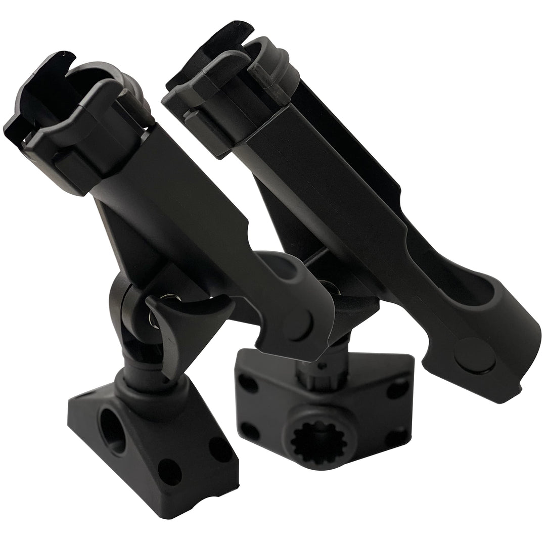 2 Stück Baitcaster/Spinnrutenhalter mit seitlicher Deckhalterung Schwarz, Schwarz