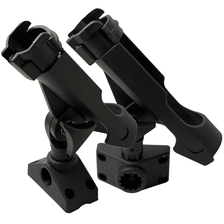 2 Stück Baitcaster/Spinnrutenhalter mit seitlicher Deckhalterung Schwarz, Schwarz