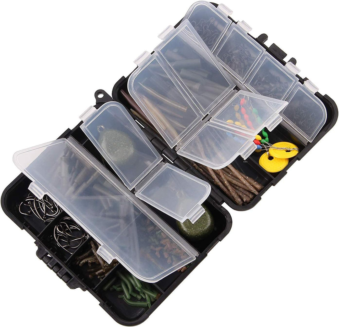 217stk/Box Karpfen Angeln Zubehör Set Anti Tangle Sleeve Line Aligner Köder Schraubenstopper Karpfen