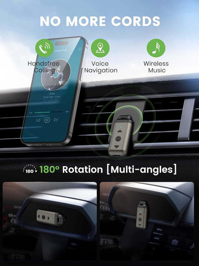 HVMLAK Air88 Aux Bluetooth 5.3 Adapter Auto, Empfänger mit Rotierbarem 3.5 Klinke, für Home Stereo,