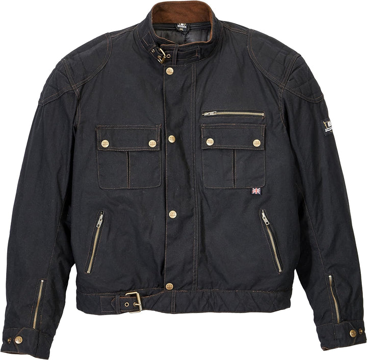 Bores Trophy Pro 1 Classic Wachsjacke Schwarze Herren Textiljacke, Schwarz, Grösse 4XL
