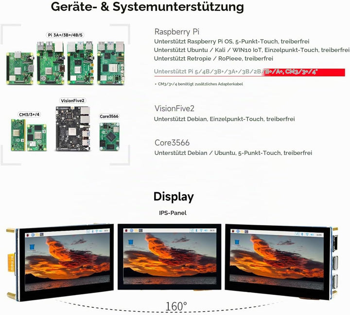 Waveshare 4.3inch LCD Capacitive Touch Display for Raspberry Pi 4B/3B+/3A+/3B/2B/B+/A+ 800×480 IPS W