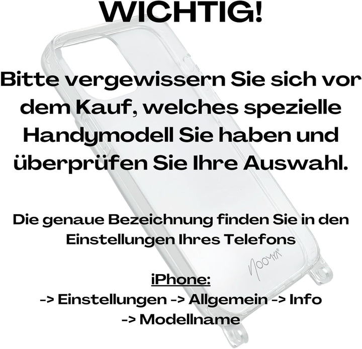 NOOMYA® Premium Fashion Handykette | Set Handyhülle iPhone 15 PRO MAGSAFE & Handyband Midnight Star