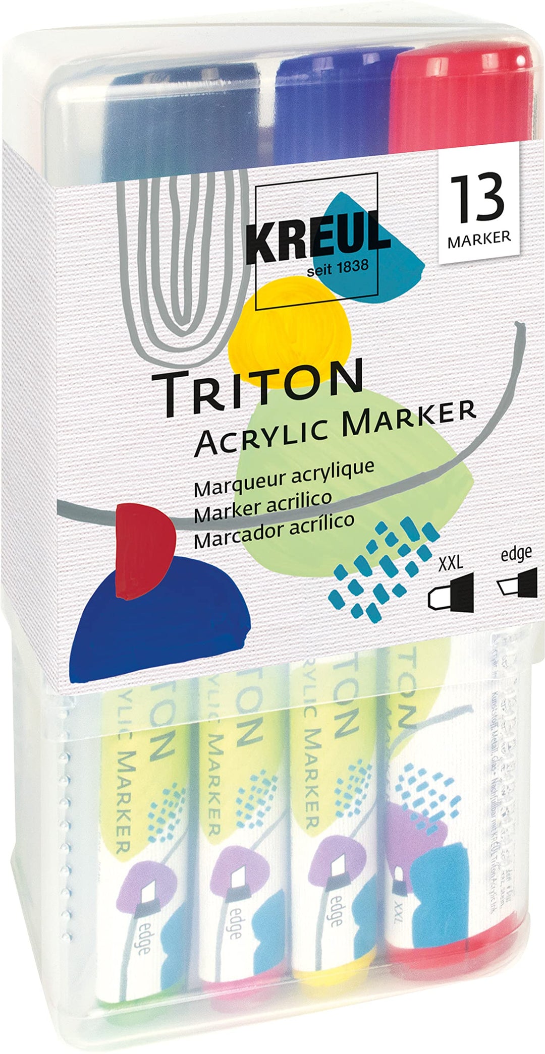 KREUL 17900 - Triton Acrylic Marker XXL + edge Powerpack, auf Wasserbasis, seidenmatt auftrocknend,