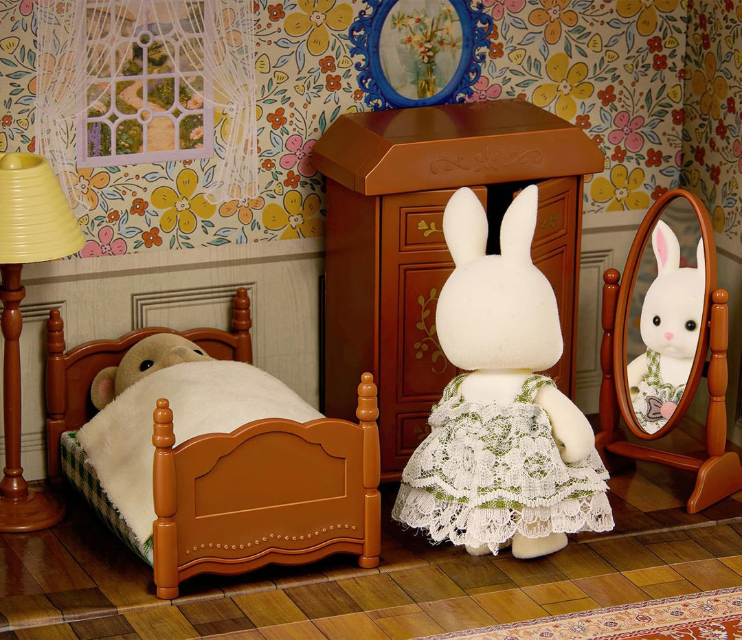 Koffer Dollhouse Tragbares Puppenhaus Möbel Zubehör DIY Miniatur Haus mit 2 Flexible Puppen, Klavier