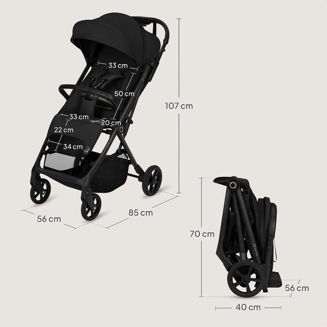 Lionelo Tansi Reisebuggy bis 22 kg, 6 Monate–4 Jahre, Kompakt Faltbar mit Einhand Auto Folding, Grav