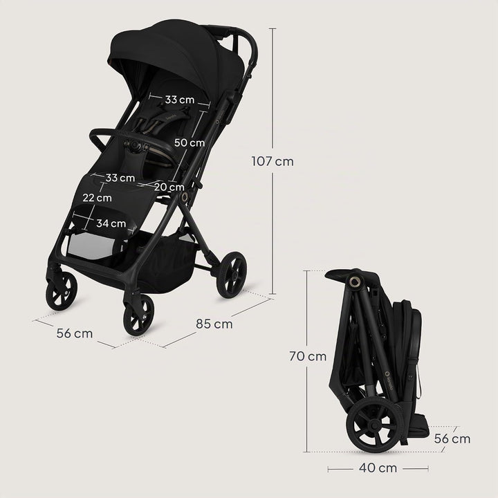 Lionelo Tansi Reisebuggy bis 22 kg, 6 Monate–4 Jahre, Kompakt Faltbar mit Einhand Auto Folding, Grav