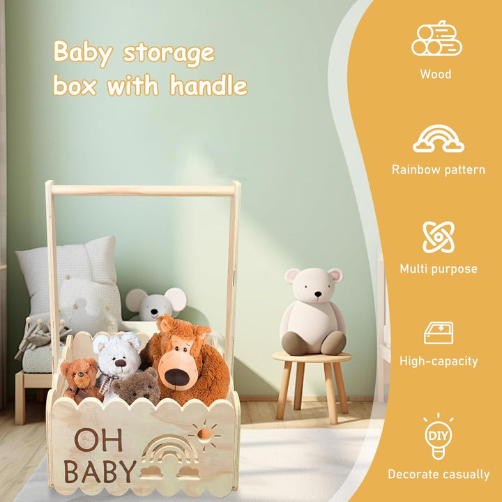Holz Baby Geschenk Korb mit Griff, Holzkiste für Babypartys, Baby Dusche Kiste, Kinder Kleiderbügel