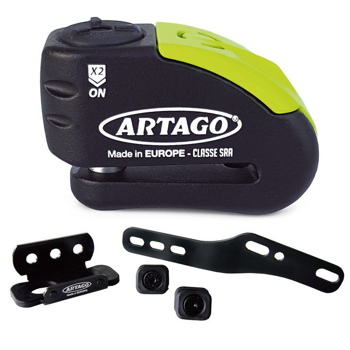 Artago 30X3 Pack Bremsscheibenschloss mit Alarm 120db Hohe Sicherheit + Halterung für Kawasaki Z900,