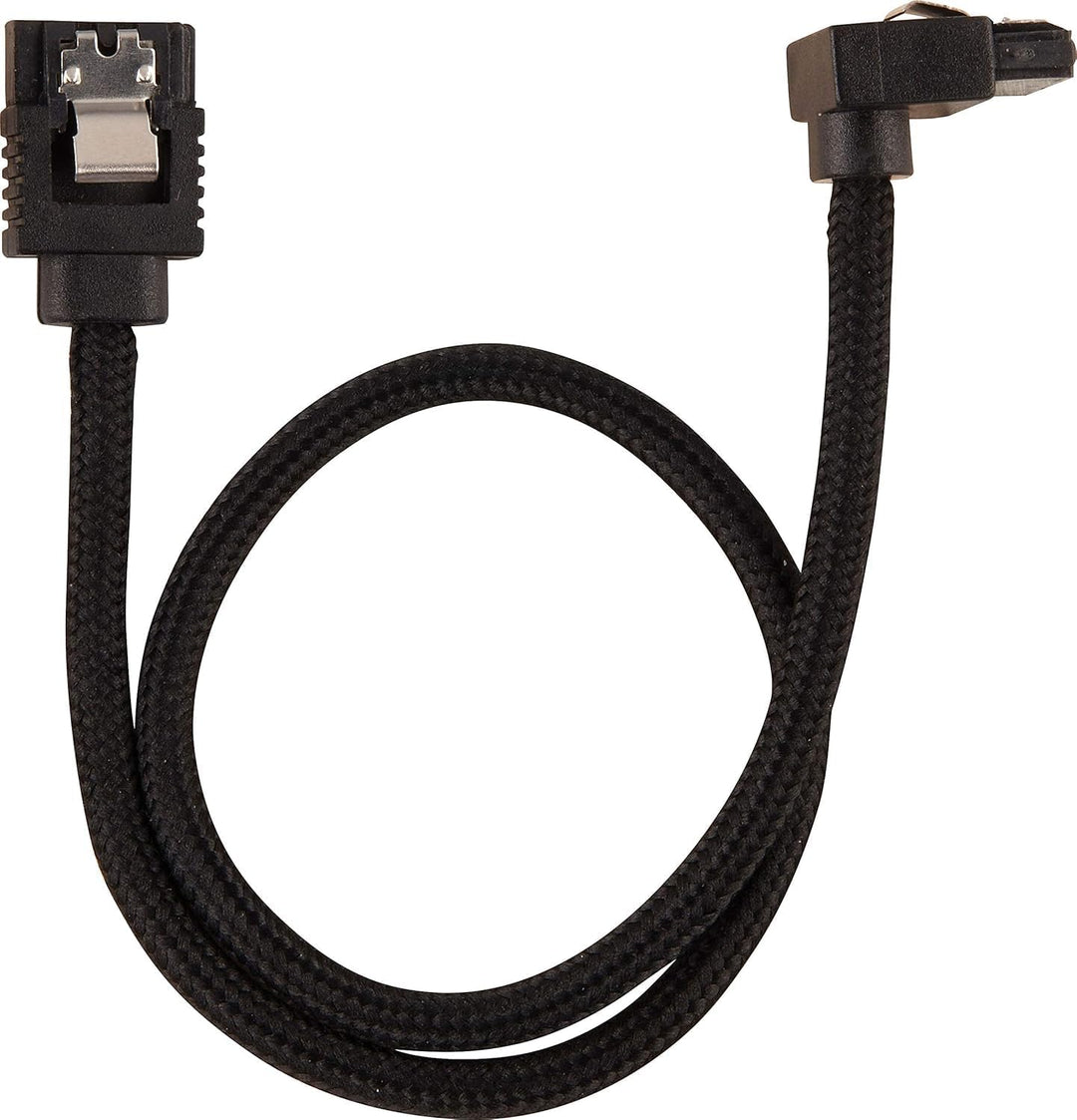 Corsair Premium Sleeved SATA 3 Kabel gewinkelt/gerade (6Gbps, 30 cm 90°) Schwarz SATA 30cm 90° Schwa