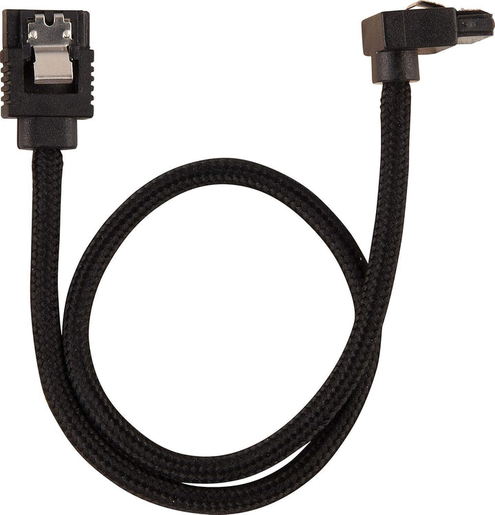 Corsair Premium Sleeved SATA 3 Kabel gewinkelt/gerade (6Gbps, 30 cm 90°) Schwarz SATA 30cm 90° Schwa
