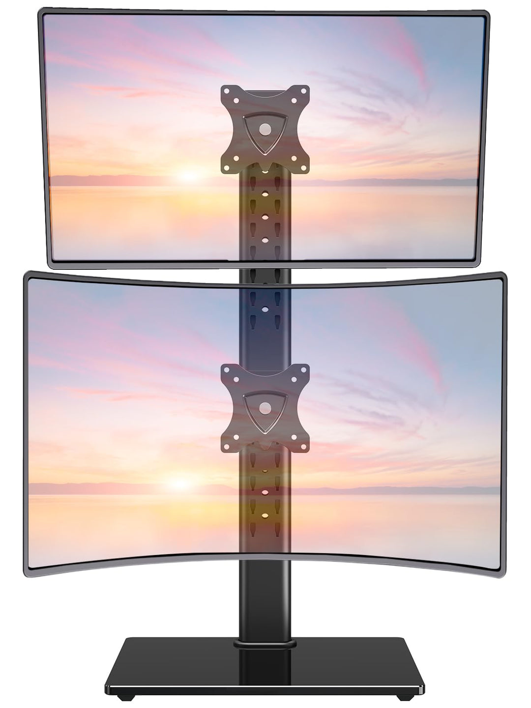 ELIVED Dual-Monitorständer für den Schreibtisch, vertikaler Stapel, freistehender Monitorarm für die