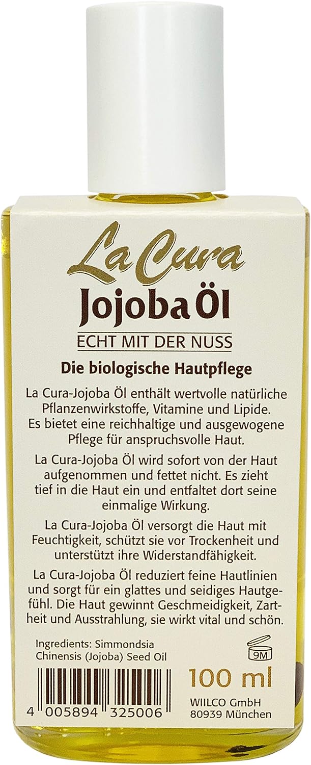 Wilco LA CURA Jojoba Öl - Feuchtigkeitsspendend für Körper und Gesicht - kalt gepresst - in umweltfr