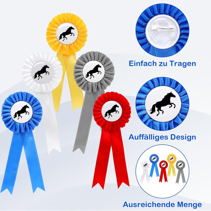 5 Stück Turnierschleife Pferd Turnierschleife Hobby Horse Turnierschleifen Abzeichen Turnierschleife