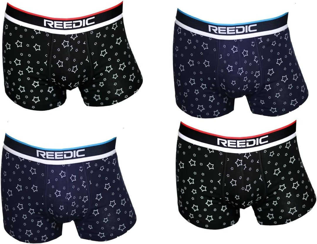 Herren Boxershorts Baumwolle mit Sternen-Motiv im 4er Pack XL Je 4x Surprise Color Mix, XL Je 4x Sur