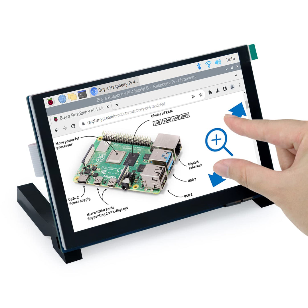 Freenove 5 Inch Touchscreen Monitor for Raspberry Pi, 800x480 Pixel IPS Display, 5-Point Touch Capac