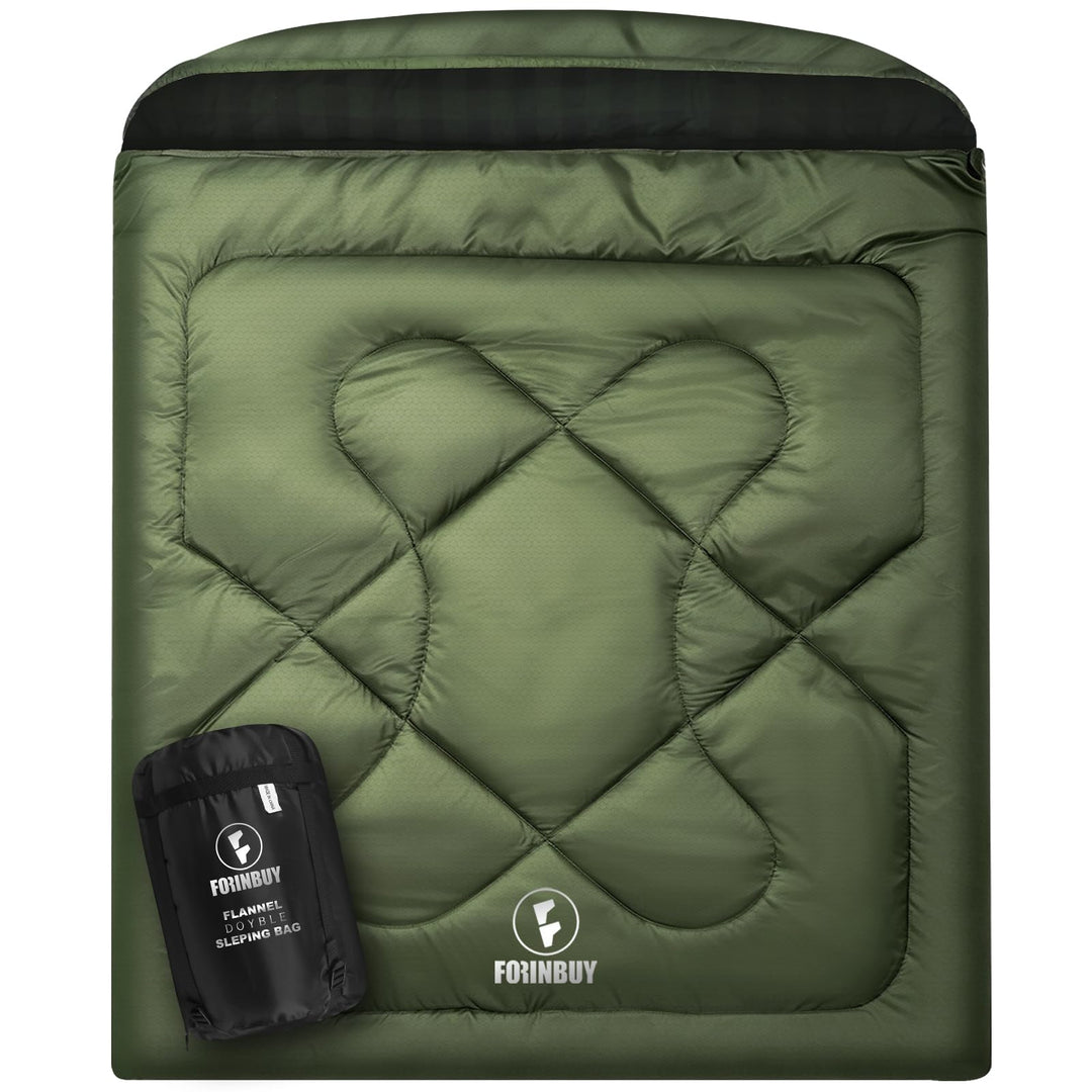 Flanell Doppelschlafsack,Schlafsack 2 Personen 230x160cm | 100% Baumwolle Futter,wasserabweisend,4 J