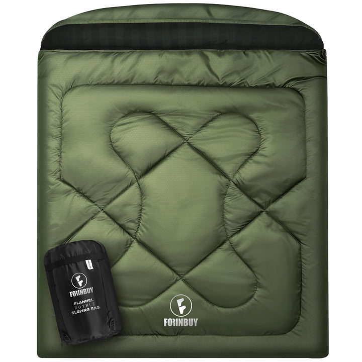 Flanell Doppelschlafsack,Schlafsack 2 Personen 230x160cm | 100% Baumwolle Futter,wasserabweisend,4 J
