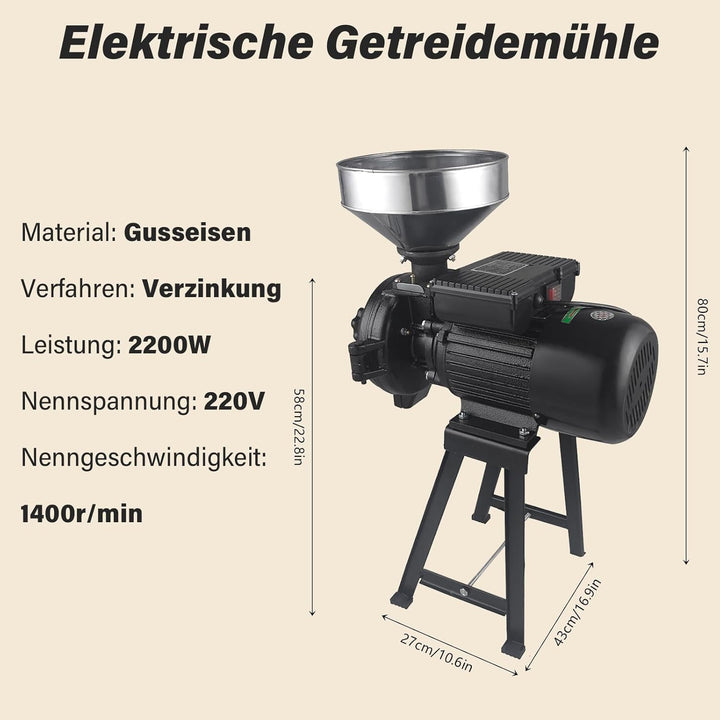 2200W 220V Getreidemühle, Elektrische Getreidemühle, Getreidemühle Elektrisch, Getreidemühle Mühle N