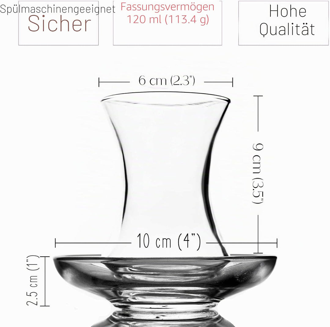 GOSOYO Türkische Teegläser und Untertassen Set (12 Stück), Arabische Persische Teetassen (4oz/120ml)