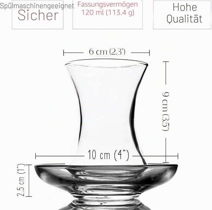 GOSOYO Türkische Teegläser und Untertassen Set (12 Stück), Arabische Persische Teetassen (4oz/120ml)