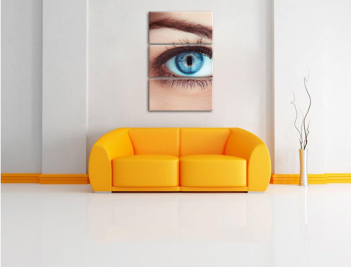 Pixxprint Auge Einer Frau 3-Teiler Leinwandbild 120x80 Bild auf Leinwand