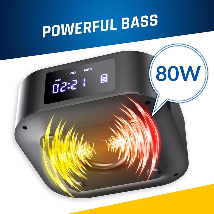KLIM Boombox E1 Radio mit CD Player + BASS Boost mit Tieftöner + FM Radio, MP3, Bluetooth, AUX, USB,