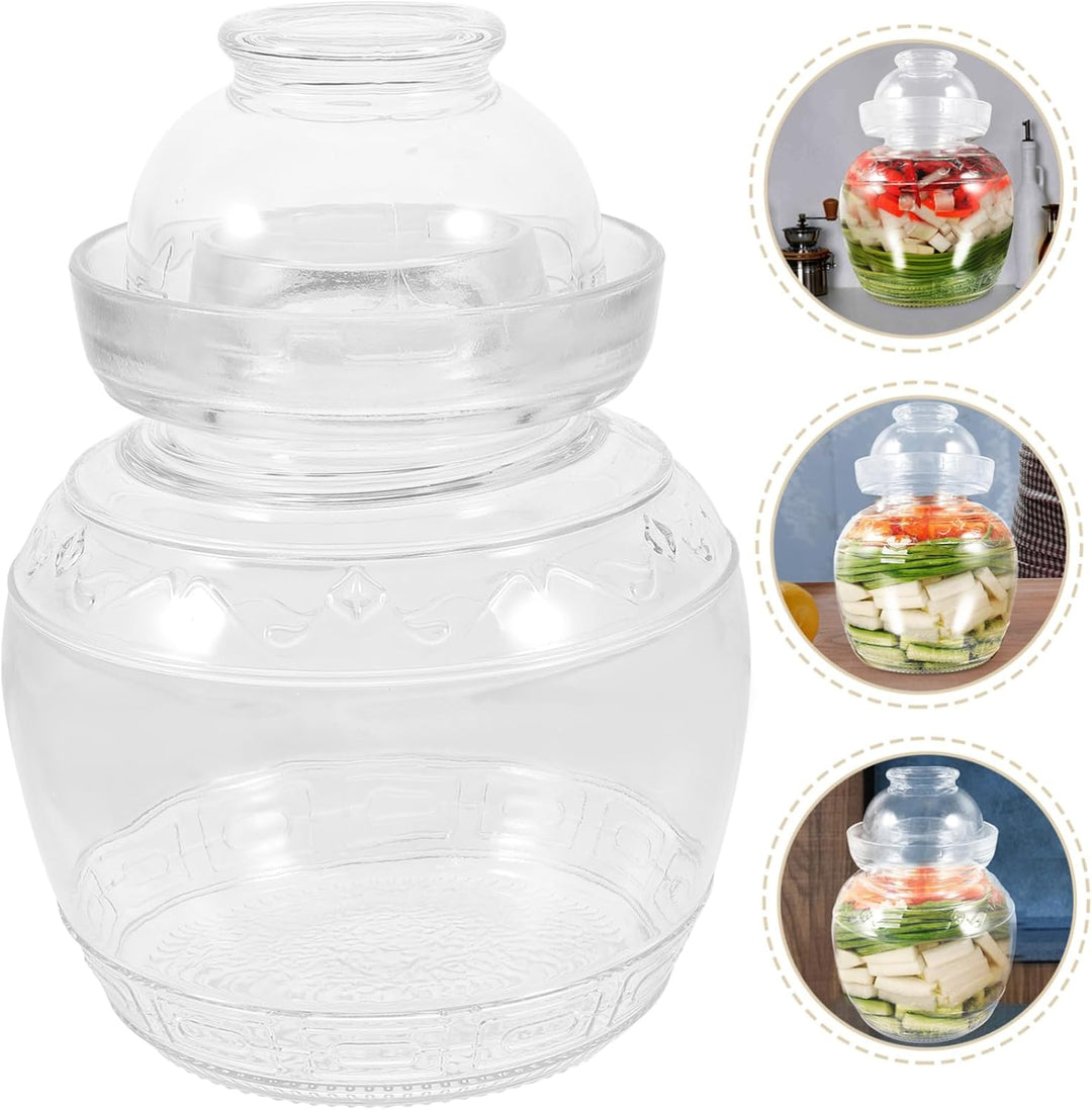 YARNOW Pickle Kit Glasg?Rung Crock Gro?e Kapazit?t Gurkenglas mit Wasserdichtung Airlock Deckel Klar