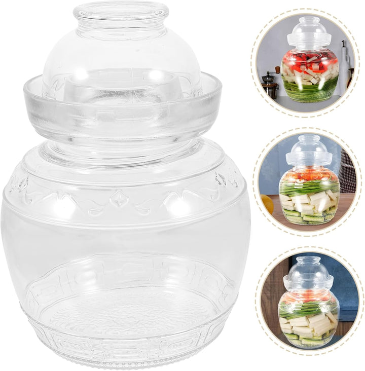 YARNOW Pickle Kit Glasg?Rung Crock Gro?e Kapazit?t Gurkenglas mit Wasserdichtung Airlock Deckel Klar