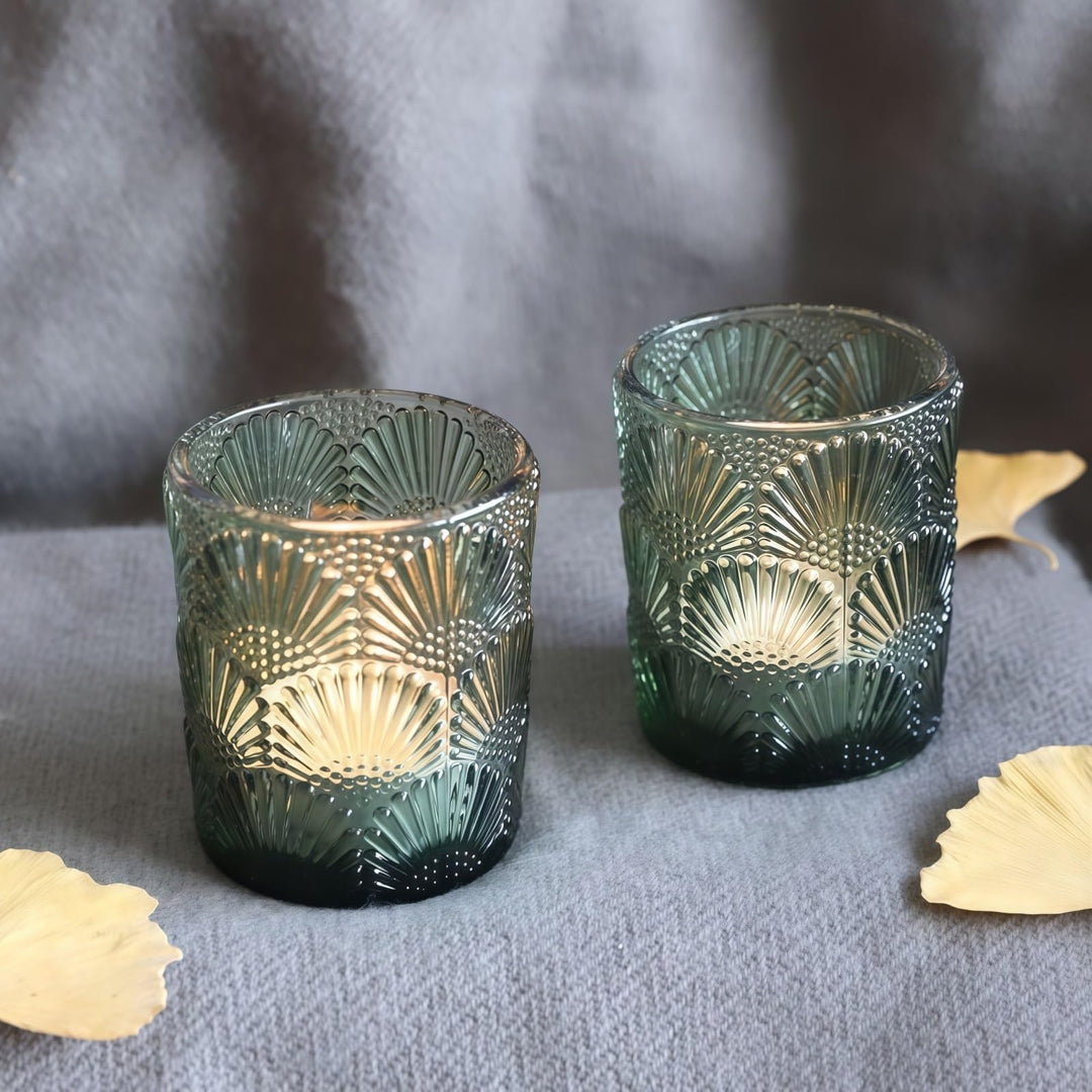 Grün Teelichthalter Glas mit 12, Grüner Teelichtgläser Vintage für die Tischdekoration bei Hochzeits
