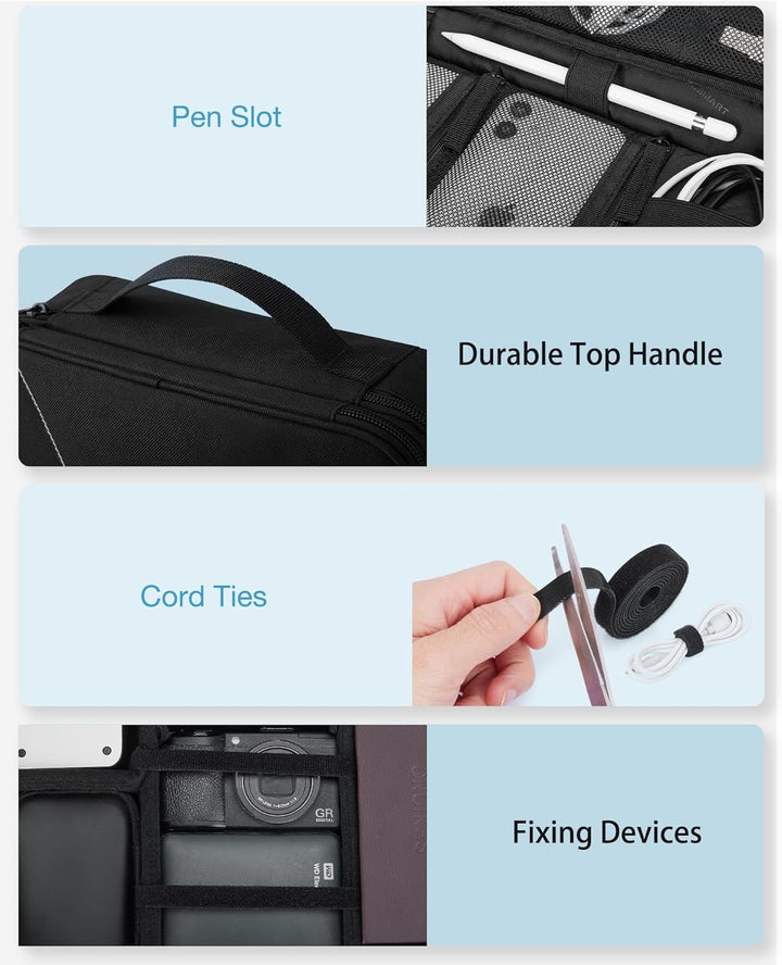 bagsmart Kabeltasche, Doppelte Schichte Elektronik Organizer Reise Elektronische Tasche für Kabel, L