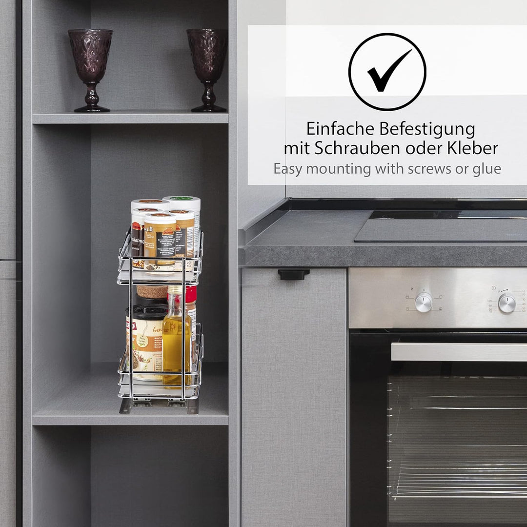 ONVAYA® Gewürzregal ausziehbar | Doppelkorb | Gewürzständer aus Edelstahl | Schrankeinsatz für die K