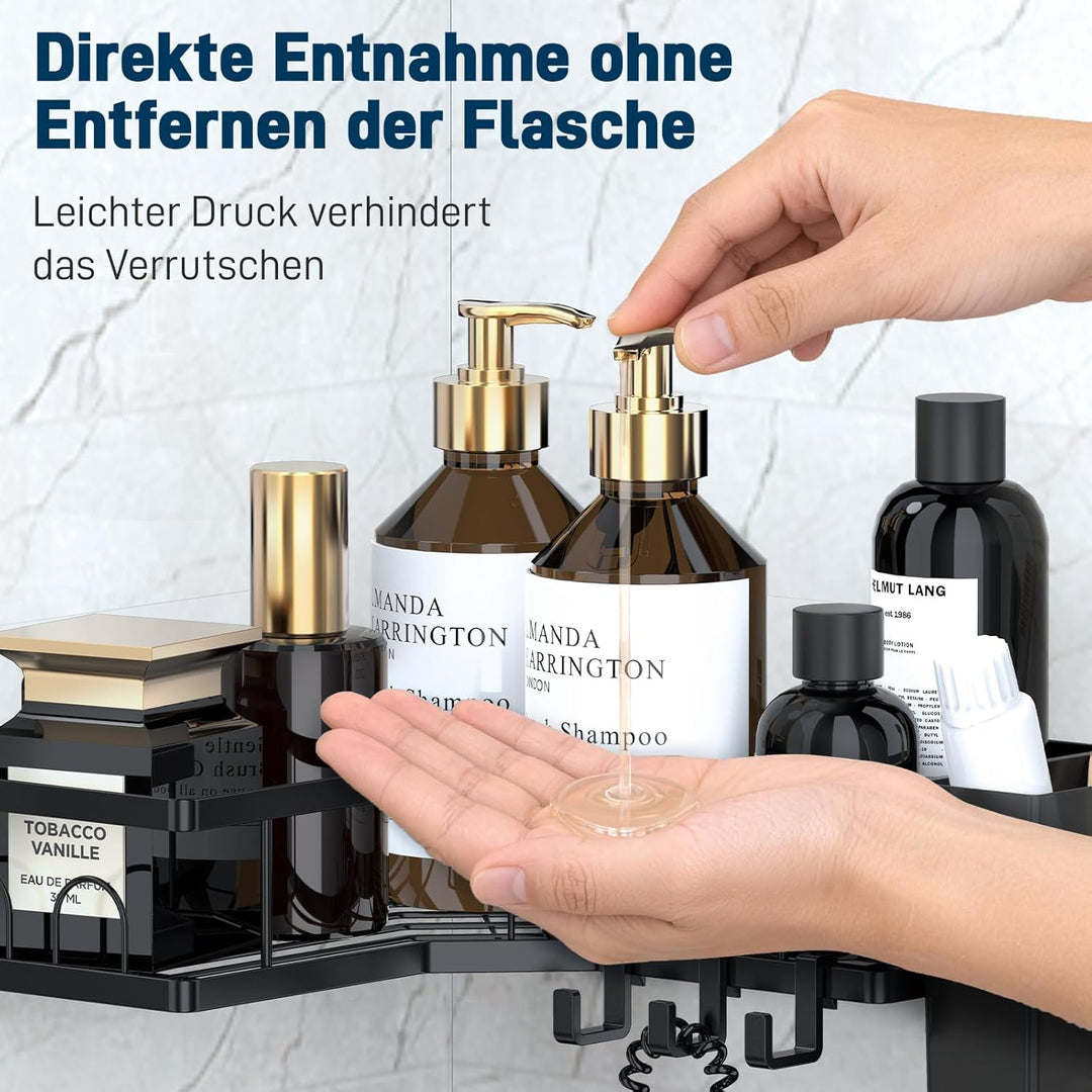Duschablage ohne Bohren, Eckregal Bad Edelstahl Badezimmer Organizer Badezimmer Regal mit Klebepad D