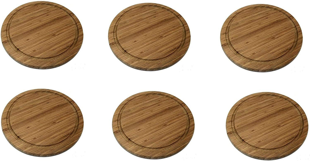 6 Stück Neustanlo Frühstücksbrettchen Set inkl Brotmesser Ø 30 cm Fleischteller Vesperbrettchen Bret