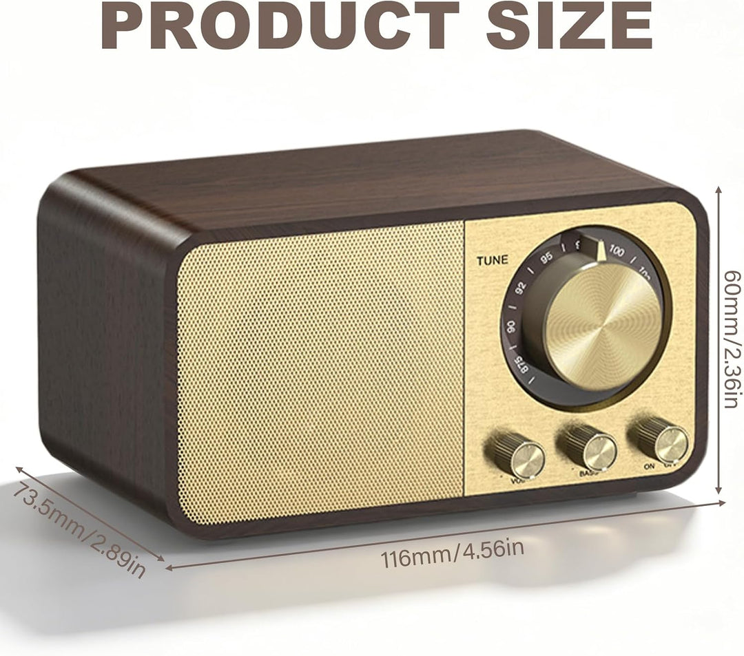 Retro Radio mit Bluetooth Nostalgie Radio Vintage Radio 5W Lautsprecher Wiederaufladbarer 1500mAh Ak