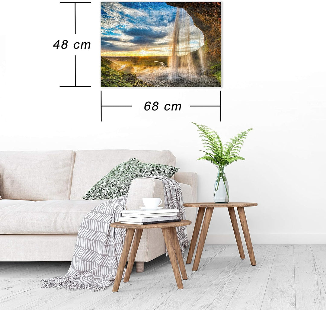 Ulmer Puzzleschmiede - Puzzle „Seljalandsfoss“– Klassisches 1000 Teile Puzzle – Puzzlemotiv von Isla