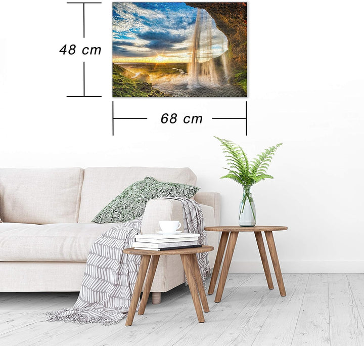 Ulmer Puzzleschmiede - Puzzle „Seljalandsfoss“– Klassisches 1000 Teile Puzzle – Puzzlemotiv von Isla