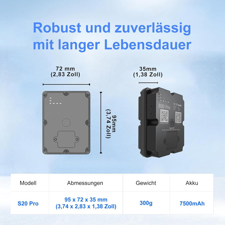 GPS-Tracker für Fahrzeuge, 100% wasserdicht, magnetisch, 4G LTE, Lange Akkulaufzeit 2–7 Monate, unbe