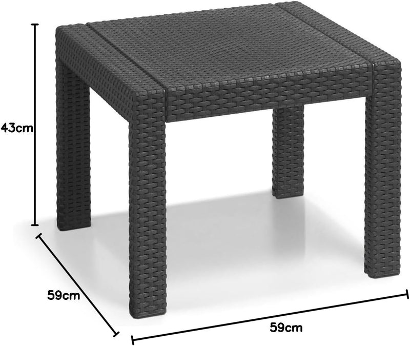 Allibert by Keter Victoria Gartentisch, graphit, 59x59x43cm, Kunststoff in flacher Rattanoptik, wett