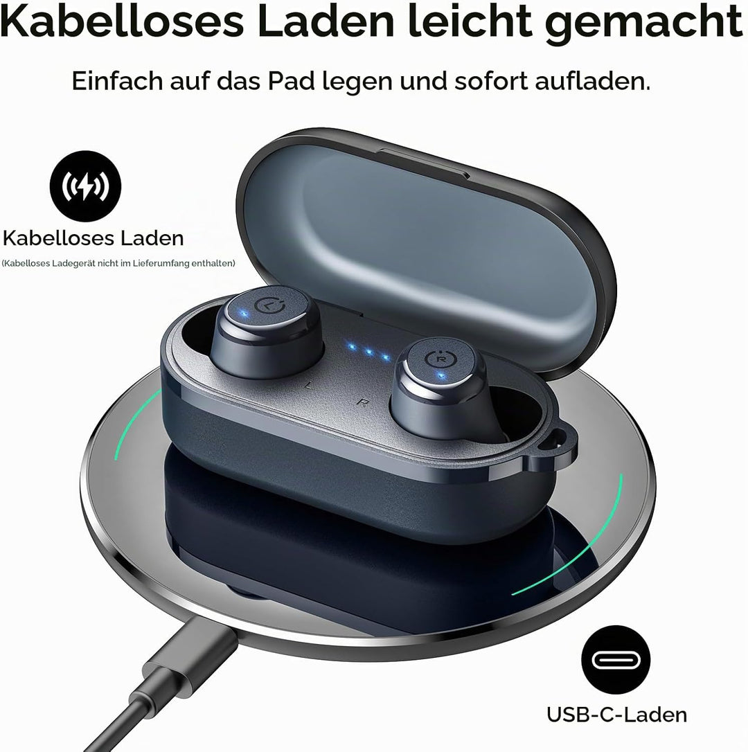 TOZO T10 Kopfhörer Kabellos Bluetooth In Ear mit Ladecase 55 Std. IPX8 | ENC für klare Anrufe und Kl