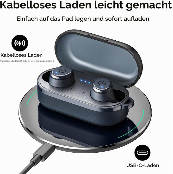 TOZO T10 Kopfhörer Kabellos Bluetooth In Ear mit Ladecase 55 Std. IPX8 | ENC für klare Anrufe und Kl