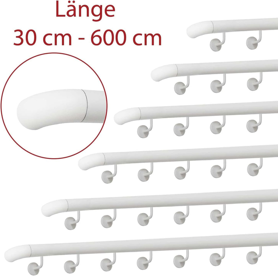 TIBU Handlauf Edelstahl weiss pulverbeschichtet 42,4 mm Geländer innen aussen wetterfest, Länge 200