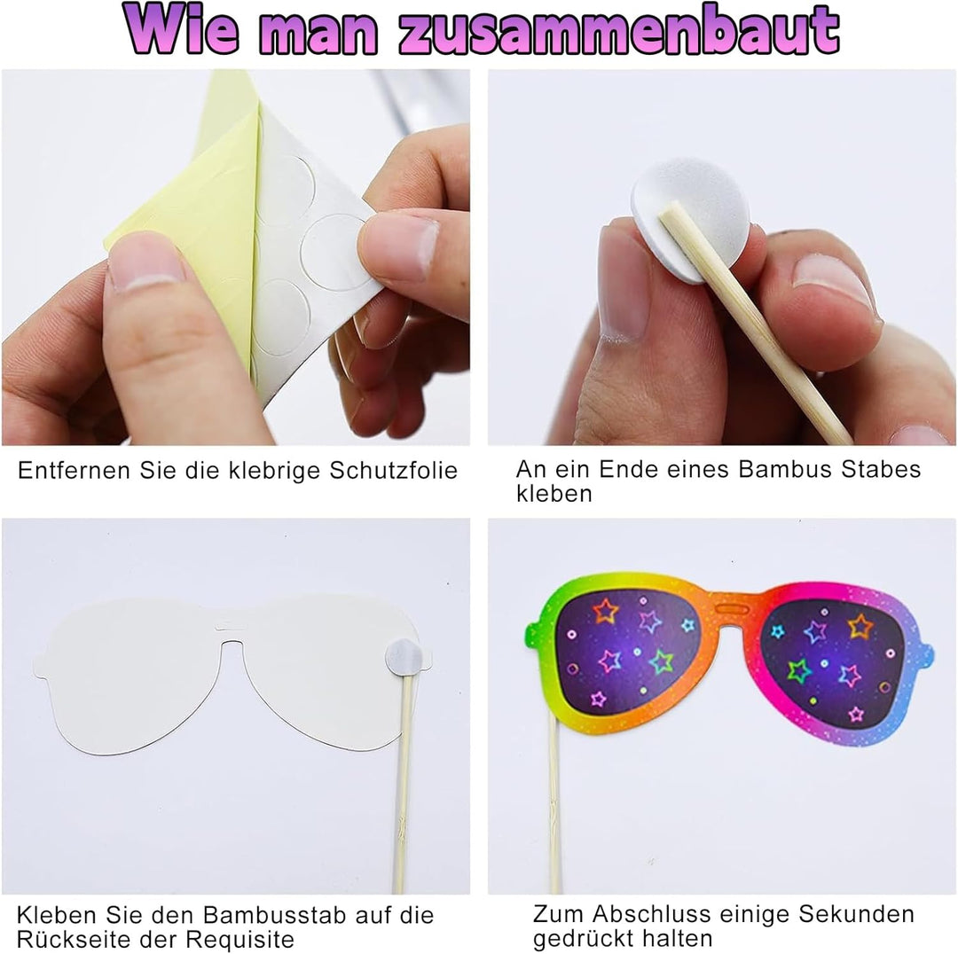 33 Stück Fotobox Accessoires Neon Party Deko mit Aufblasbare Instrumente Set für Geburtstag, Karneva