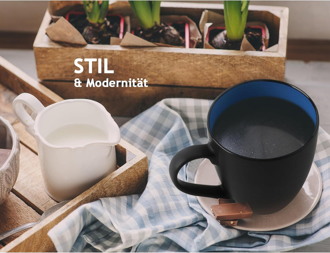 MIAMIO - 6 x 350 ml Kaffeetassen/Kaffeebecher Set - Tassen Set 6er Modern - Le Papillon Kollektion (