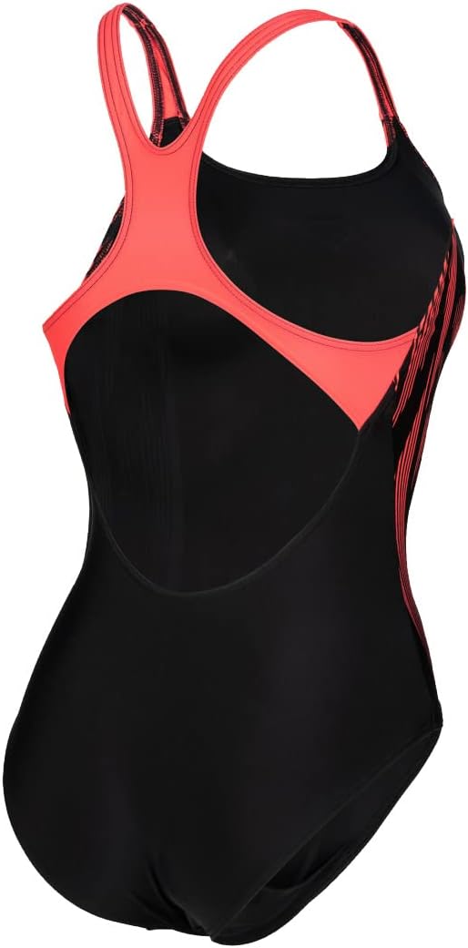 ARENA Damen Women's Swim Pro Back Graphic One Piece Swimsuit (1er Pack), Black-fluo Red